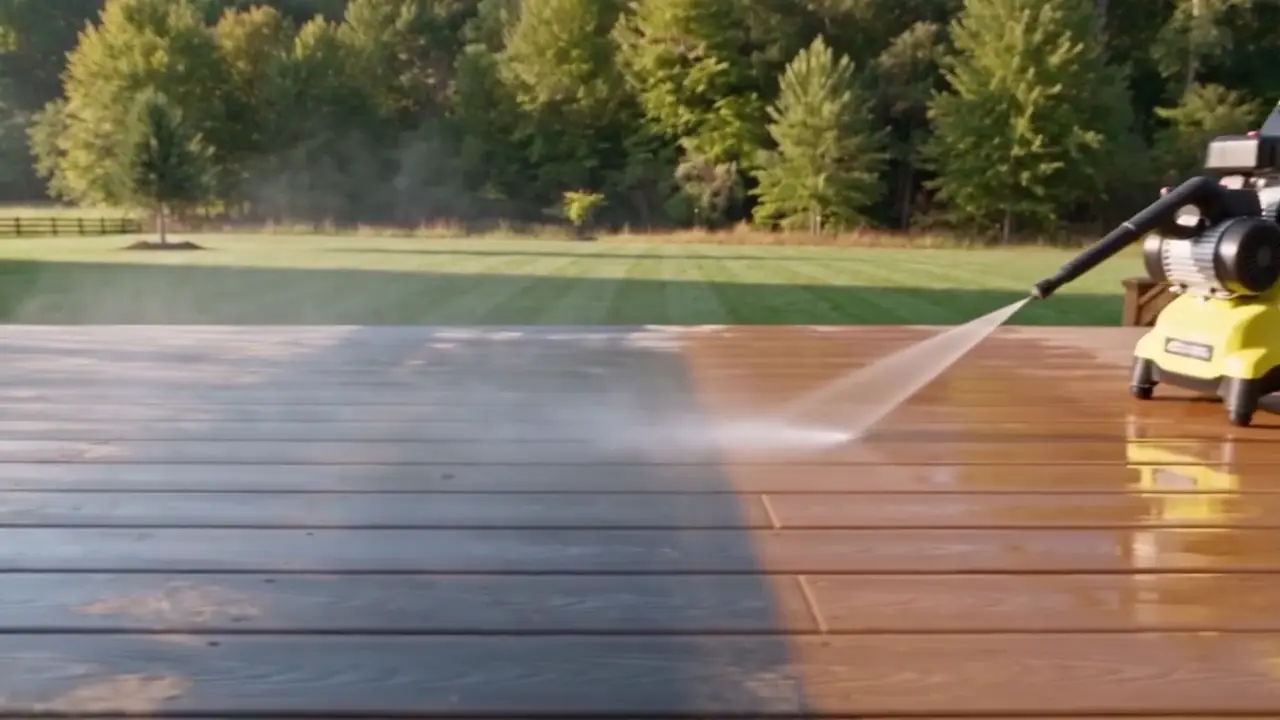 Pressure washing scene from the drone flight